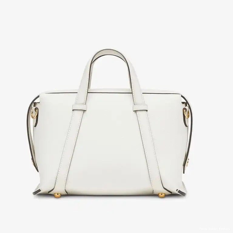 Affordable HOT Grained In 365 Fendi Boston Leather White Medium Bag 0406